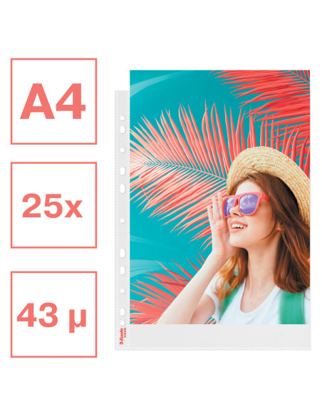 ES628486,Folie protectie a4 43 microni 25/set reciclabila colour'breeze esselte