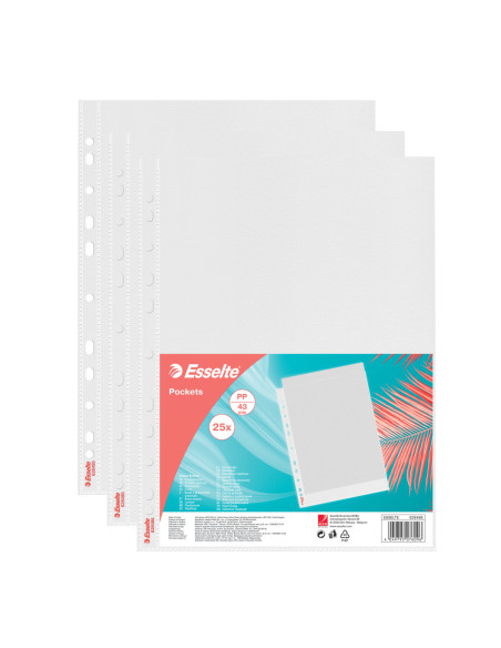 ES628486,Folie protectie a4 43 microni 25/set reciclabila colour'breeze esselte