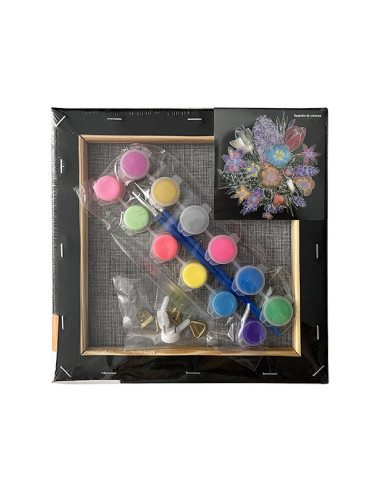 MCPP202N92,Panza predesenata pe sasiu neagra 20*20cm flori sf art pigna