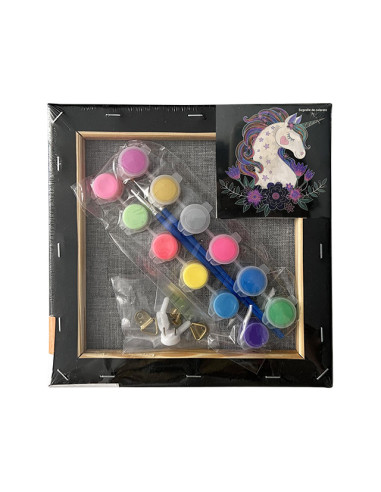 MCPP202N90,Panza predesenata pe sasiu neagra 20*20cm unicorn sf art pigna