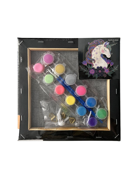 MCPP202N90,Panza predesenata pe sasiu neagra 20*20cm unicorn sf art pigna