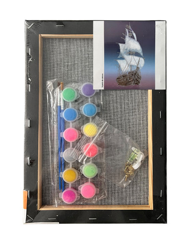 MCPP203N93,Panza predesenata pe sasiu neagra 20*30cm corabie sf art pigna