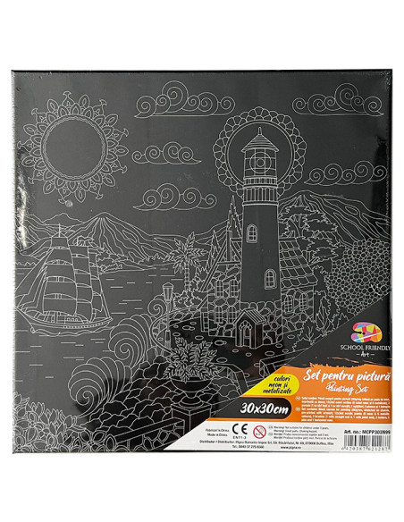 MCPP303N99,Panza predesenata pe sasiu neagra 30*30cm far sf art pigna