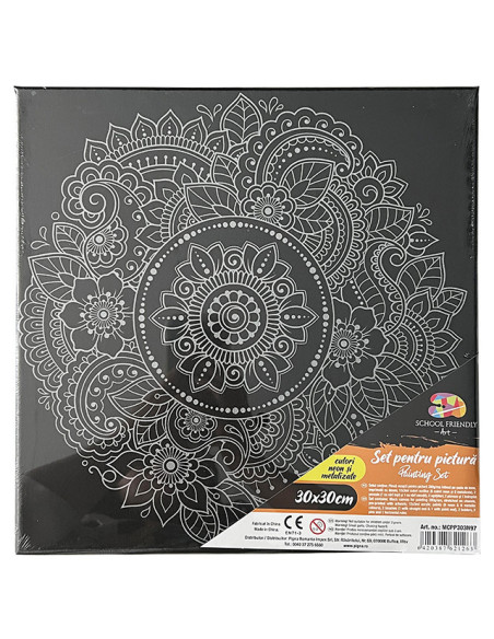 MCPP303N97,Panza predesenata pe sasiu neagra 30*30cm mandale sf art pigna