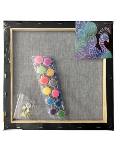 MCPP303N98,Panza predesenata pe sasiu neagra 30*30cm paun sf art pigna 2