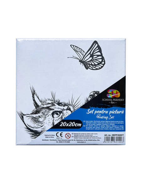 MCPP202071,Panza predesenata pe sasiu 20*20cm pisica sf art pigna