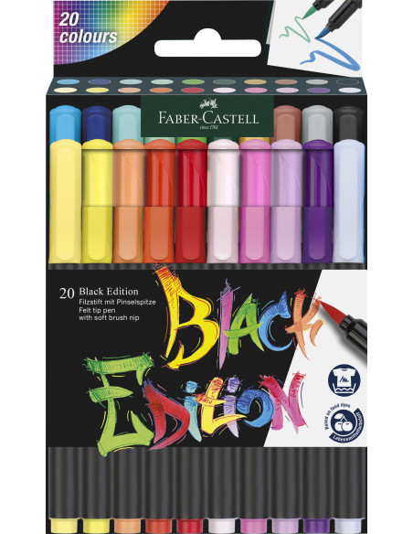 FC116452,Brush pens black edition set 20 culori faber-castell FC116452,Brush pens black edition set 20 culori faber-castell