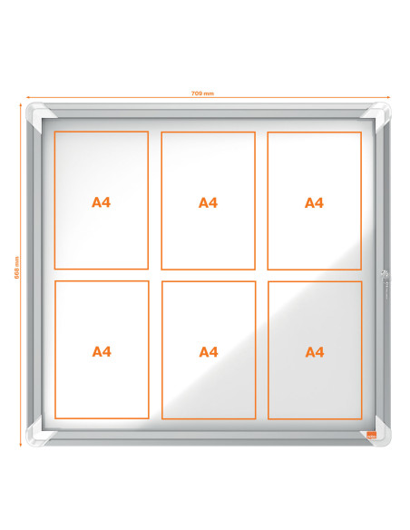 NB1902578,Avizier magnetic 6 x a4 carcasa pentru exterior metalica nobo