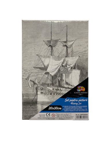 MCPP203049,Panza predesenata pe sasiu 20 x 30 cm corabie sf art pigna