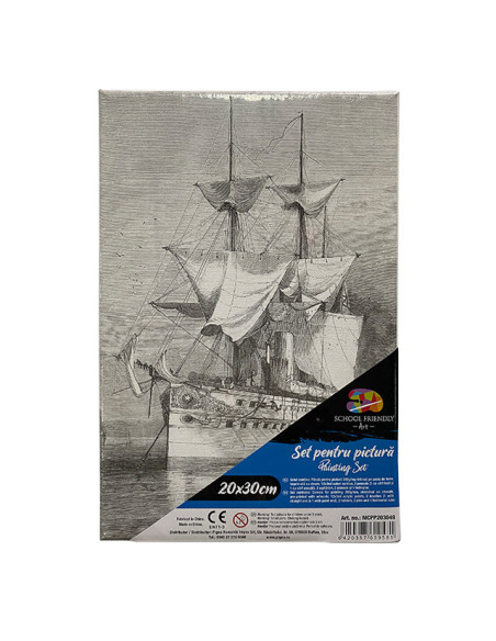 MCPP203049,Panza predesenata pe sasiu 20 x 30 cm corabie sf art pigna