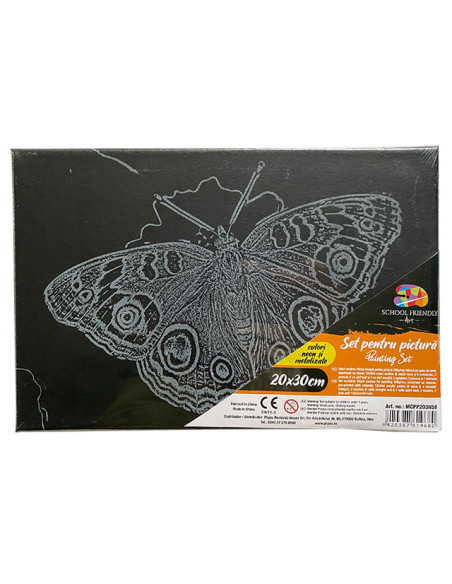 MCPP203N59,Panza predesenata pe sasiu neagra 20 x 30 cm fluturi 2 sf art pigna