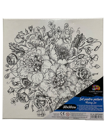 MCPP303053,Panza predesenata pe sasiu 30 x 30 cm flori sf art pigna