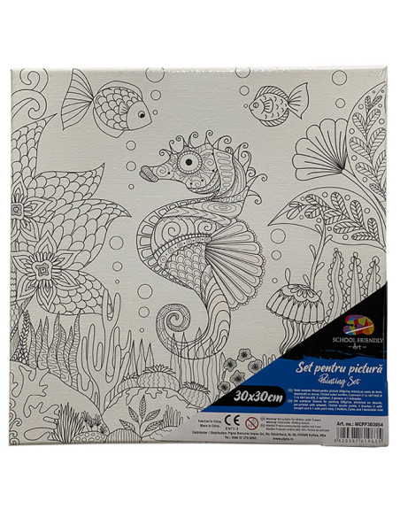 MCPP303054,Panza predesenata pe sasiu 30 x 30 cm acvatic sf art pigna