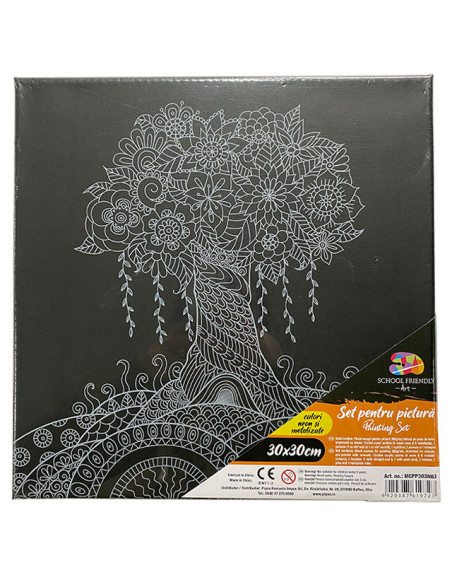 MCPP303N63,Panza predesenata pe sasiu neagra 30 x 30 cm copac sf art pigna
