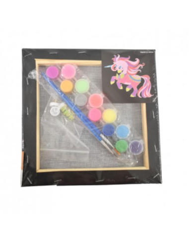 MCPP202N58,Panza predesenata pe sasiu neagra 20 x 20 cm unicorni 2 sf art pigna