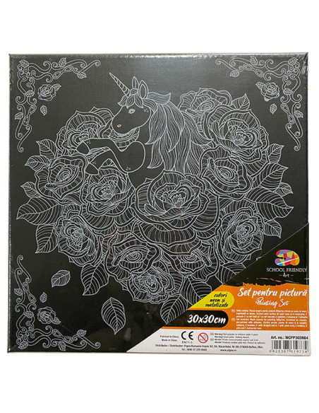 MCPP303N64,Panza predesenata pe sasiu neagra 30 x 30 cm unicorn sf art pigna MCPP303N64,Panza predesenata pe sasiu neagra 30 x 30 cm unicorn sf art pigna