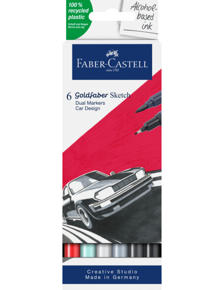 FC164813,Sketch marker 2 capete set 6 car design goldfaber faber-castell FC164813,Sketch marker 2 capete set 6 car design goldfaber faber-castell