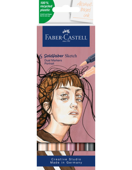 FC164812,Sketch marker 2 capete set 6 portret goldfaber faber-castell FC164812,Sketch marker 2 capete set 6 portret goldfaber faber-castell