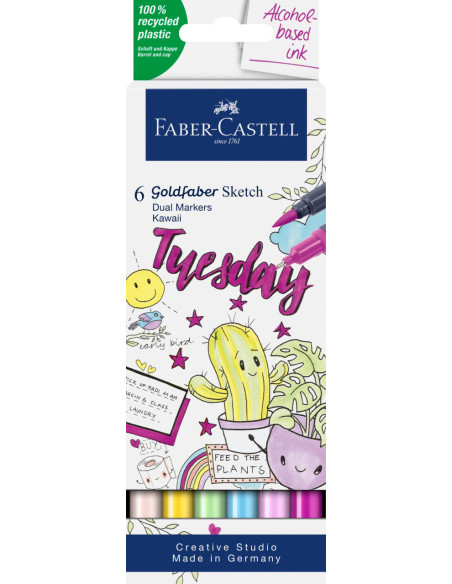 FC164811,Sketch marker 2 capete set 6 kawaii goldfaber faber-castell FC164811,Sketch marker 2 capete set 6 kawaii goldfaber faber-castell