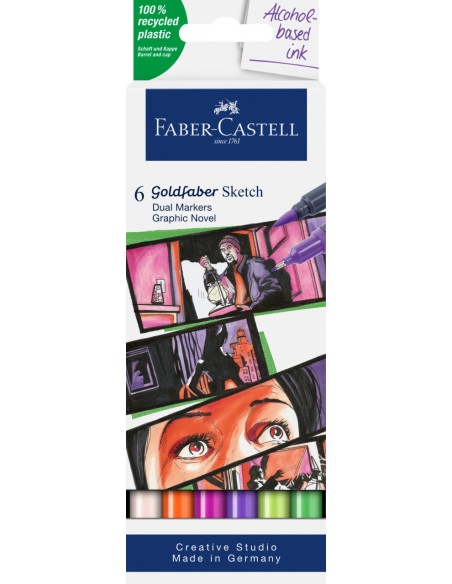 FC164810,Sketch marker 2 capete set 6 novel goldfaber faber-castell FC164810,Sketch marker 2 capete set 6 novel goldfaber faber-castell