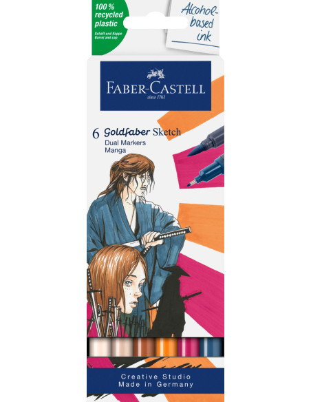 FC164809,Sketch marker 2 capete set 6 manga goldfaber faber-castell FC164809,Sketch marker 2 capete set 6 manga goldfaber faber-castell