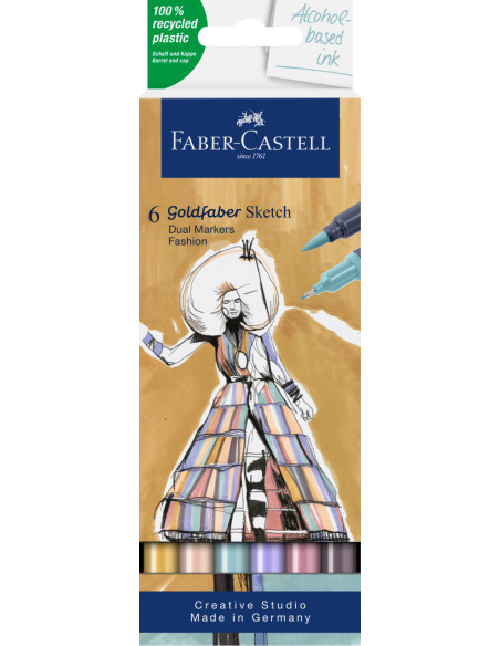 FC164808,Sketch marker 2 capete set 6 fashion goldfaber faber-castell FC164808,Sketch marker 2 capete set 6 fashion goldfaber faber-castell