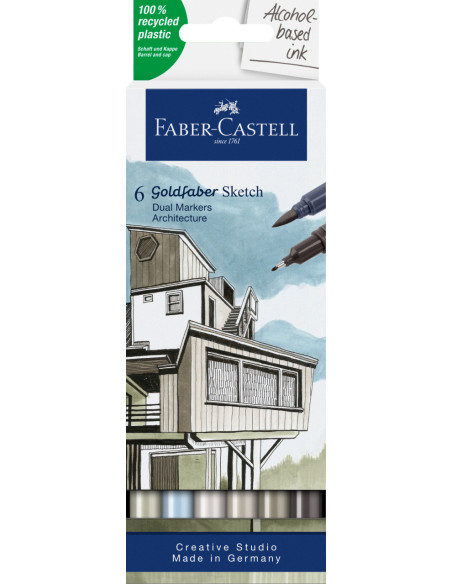 FC164807,Sketch marker 2 capete set 6 architect goldfaber faber-castell FC164807,Sketch marker 2 capete set 6 architect goldfaber faber-castell