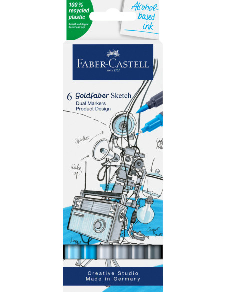 FC164806,Sketch marker 2 capete set 6 design produs goldfaber faber-castell FC164806,Sketch marker 2 capete set 6 design produs goldfaber faber-castell