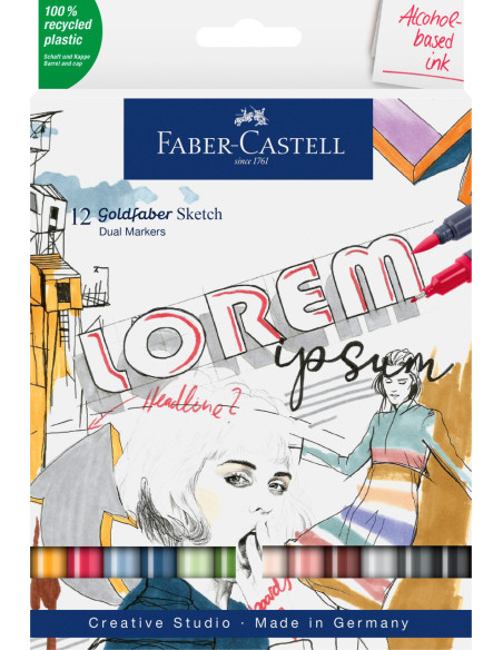 FC164712,Sketch marker 2 capete set 12 goldfaber faber-castell FC164712,Sketch marker 2 capete set 12 goldfaber faber-castell