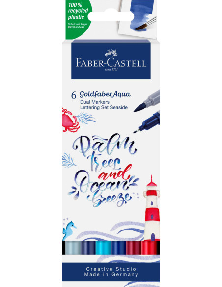 FC164519,Marker solubil 2 capete set 6 lettering goldfaber faber-castell FC164519,Marker solubil 2 capete set 6 lettering goldfaber faber-castell
