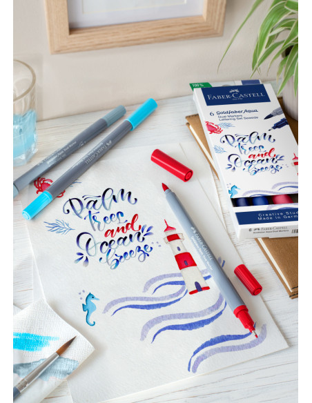 FC164519,Marker solubil 2 capete set 6 lettering goldfaber faber-castell FC164519,Marker solubil 2 capete set 6 lettering goldfaber faber-castell