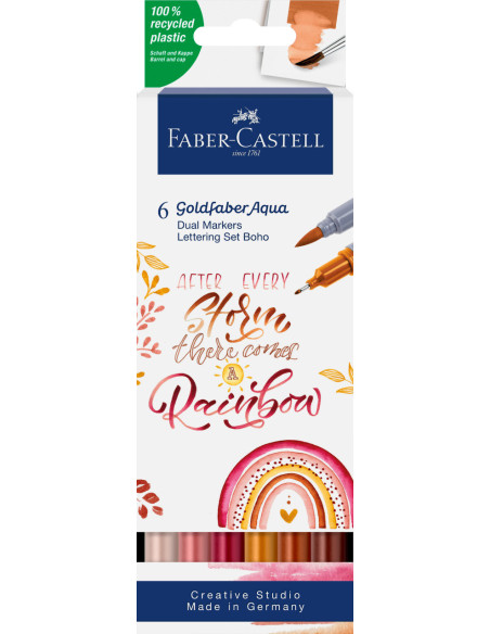 FC164518,Marker solubil 2 capete set 6 buc boho goldfaber faber-castell FC164518,Marker solubil 2 capete set 6 buc boho goldfaber faber-castell