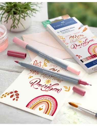 FC164518,Marker solubil 2 capete set 6 buc boho goldfaber faber-castell FC164518,Marker solubil 2 capete set 6 buc boho goldfaber faber-castell