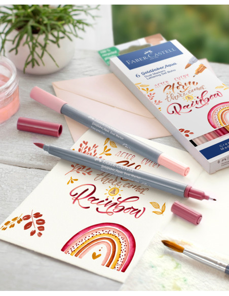 FC164518,Marker solubil 2 capete set 6 buc boho goldfaber faber-castell FC164518,Marker solubil 2 capete set 6 buc boho goldfaber faber-castell