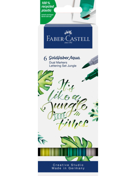 FC164517,Marker solubil 2 capete set 6 buc lettering jungle goldfaber faber-castell FC164517,Marker solubil 2 capete set 6 buc lettering jungle goldfaber faber-castell