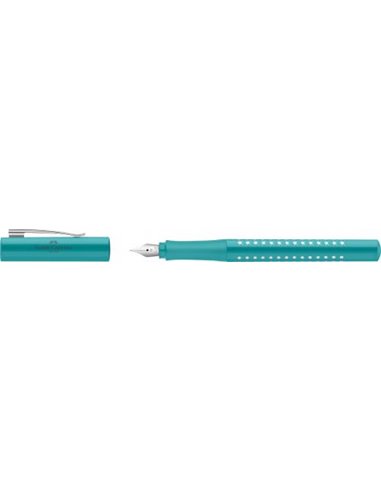 FC140879,Stilou sparkle FABER-CASTELL, penita F, Turcoaz ocean metalic