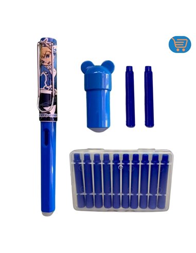 GB-5316/ALBASTRU,Stilou cu cerneala termosensibila + Rezerve, GB-5316/ALBASTRU