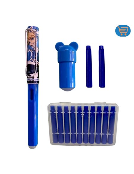 GB-5316/ALBASTRU,Stilou cu cerneala termosensibila + Rezerve, GB-5316/ALBASTRU