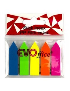 EV6D05,Stick index plastic EVOffice 44x12.7 mm, 5 culori, neon