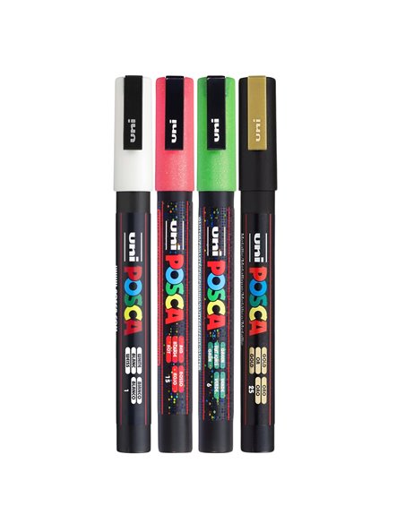 M1505/2,Marker UNI-POSCA PC-3M, 0.9-1.3 mm, set 4 culori (sx1) - M1505/2