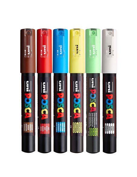 POS1,Set 6 Markere UNI-POSCA PC-1M, 0.7 mm, POS1