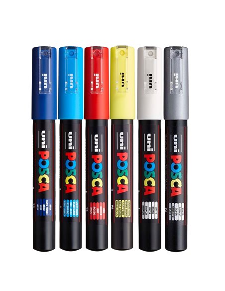 POS2,Set 6 Markere UNI-POSCA PC-1M, 0.7 mm, POS2