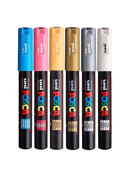 POS3,Set 6 Markere UNI-POSCA PC-1M, 0.7 mm, POS3