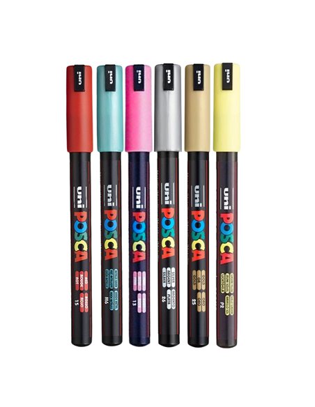 POS5,Set 6 Markere UNI-POSCA PC-1MR, 0.7 mm, POS5