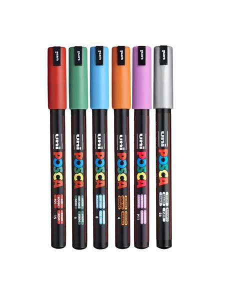 POS6,Set 6 Markere UNI-POSCA PC-1MR, 0.7 mm, POS6