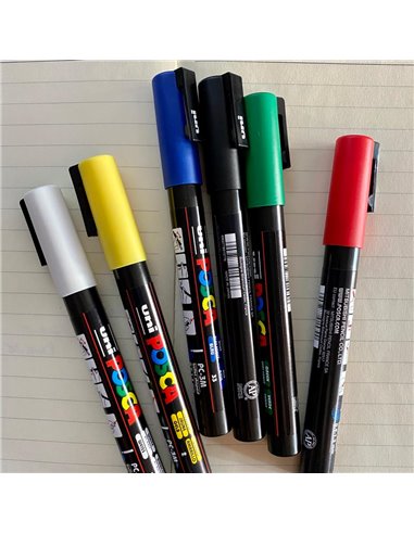 POS10,Set 6 Markere UNI-POSCA PC-3M, 0.9-1.3 mm, POS10