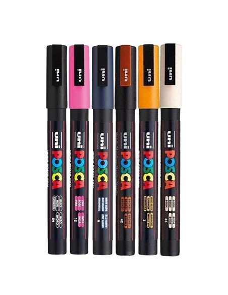 POS13,Set 6 Markere UNI-POSCA PC-3M, 0.9-1.3 mm, POS13