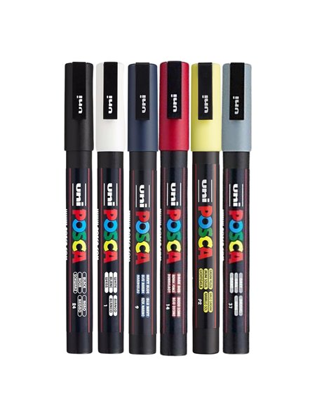 POS14,Set 6 Markere UNI-POSCA PC-3M, 0.9-1.3 mm, POS14