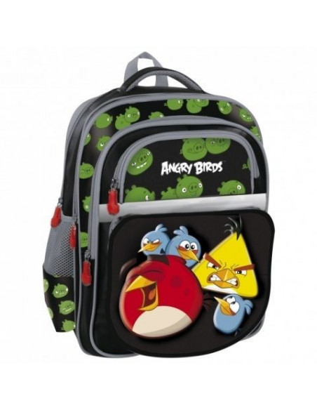 Ghiozdan scoala, Angry Birds, negru, 3D Ghiozdan scoala, Angry Birds, negru, 3D