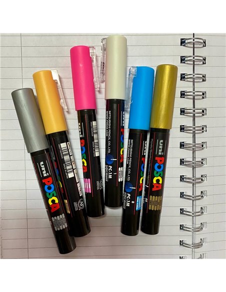 POS3,Set 6 Markere UNI-POSCA PC-1M, 0.7 mm, POS3